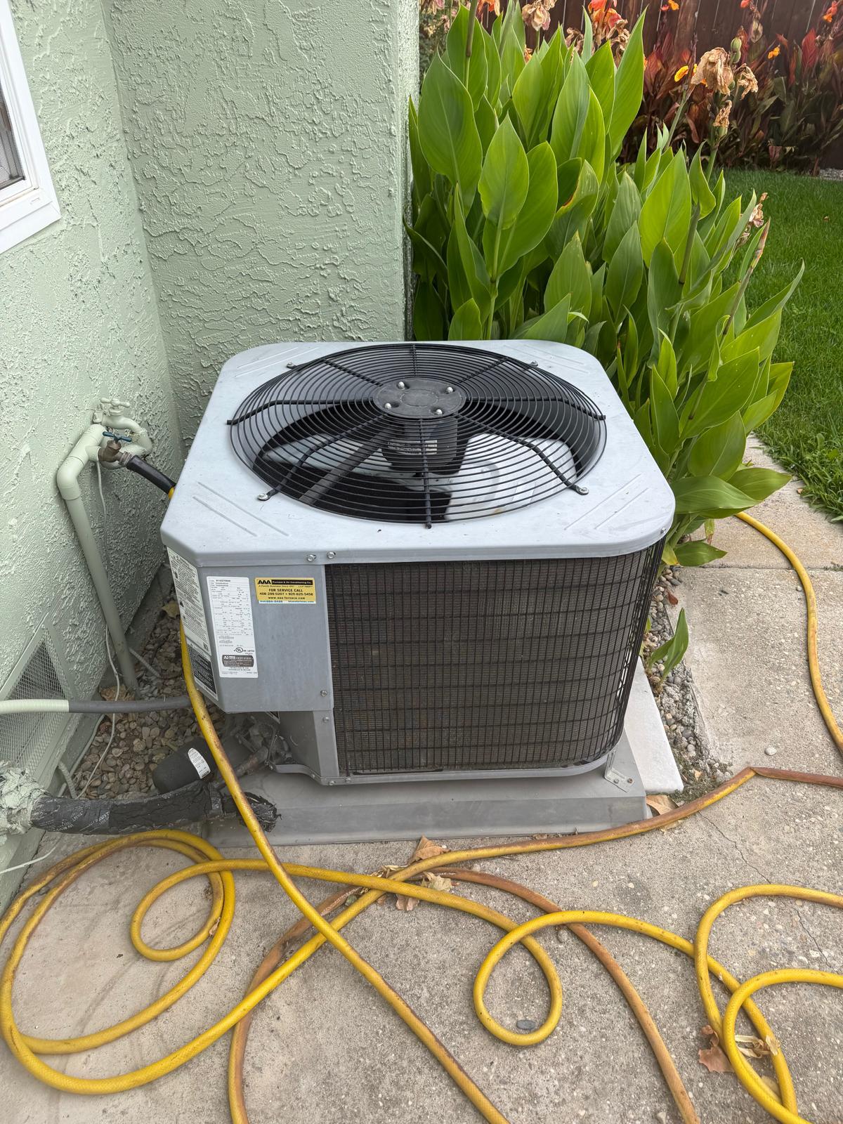 Outdoor air conditioner unit inspected during routine HVAC maintenance in Brentwood CA